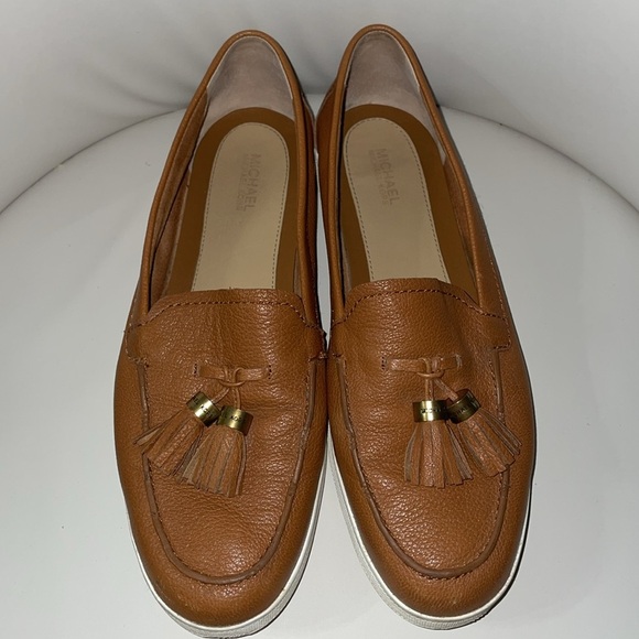 MICHAEL Michael Kors Callahan Camel Leather Tassel Moccasin Slip on Loafer 8 M - Picture 4 of 12